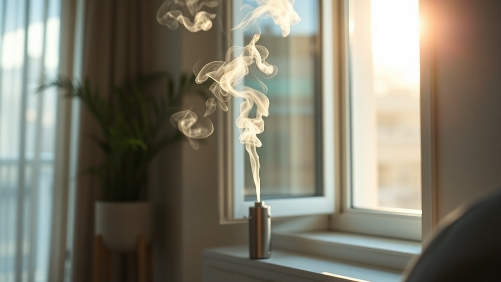 Dampf vom Vaporizer in einer hellen Wohnung